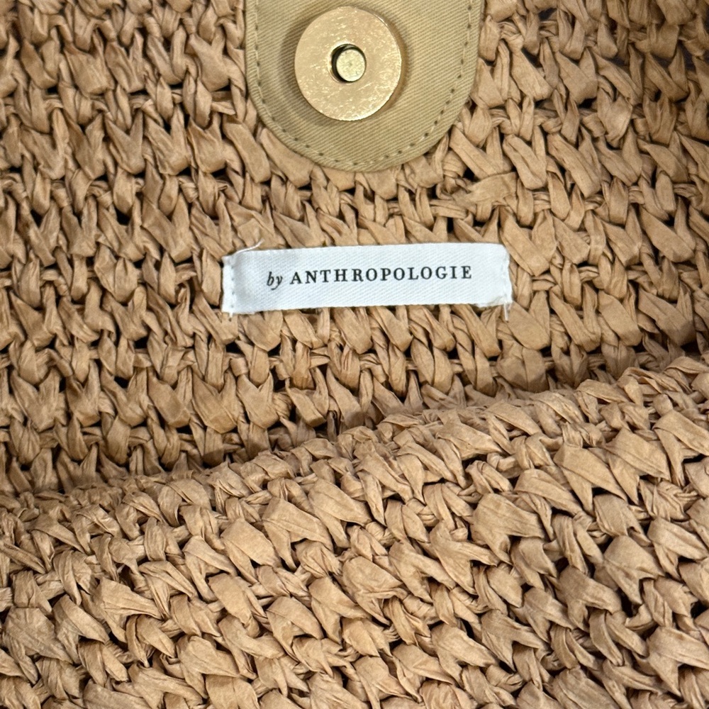 Woven Tan Tote with bright lime green  Pouch - Picture 3 of 3